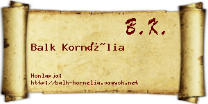 Balk Kornélia névjegykártya